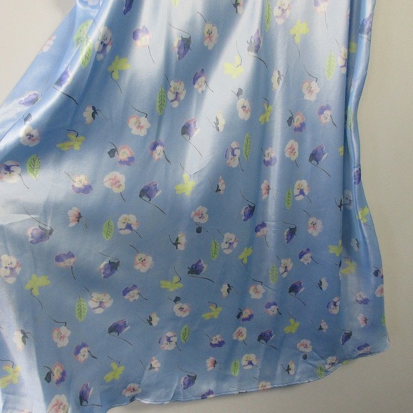 Morgan Taylor Intimates Slip Dress L Blue Satin Lace Trim Floral Lingerie 92 - Picture 10 of 10